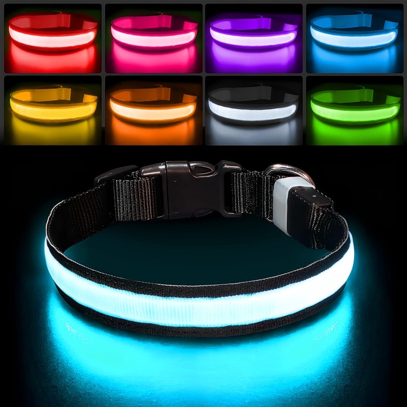 PcEoTllar Light up Dog Collar Lights for Night Walking - LED Dog Collar Light Rechargeable Color Changing, Glow in The Dark Dog Collars Waterproof Glowing Dog Collars for Large Small Medium Dogs - Image 1